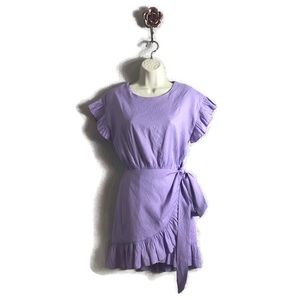 The Impeccable Pig Lilac Ruffle Tie Waist Dress